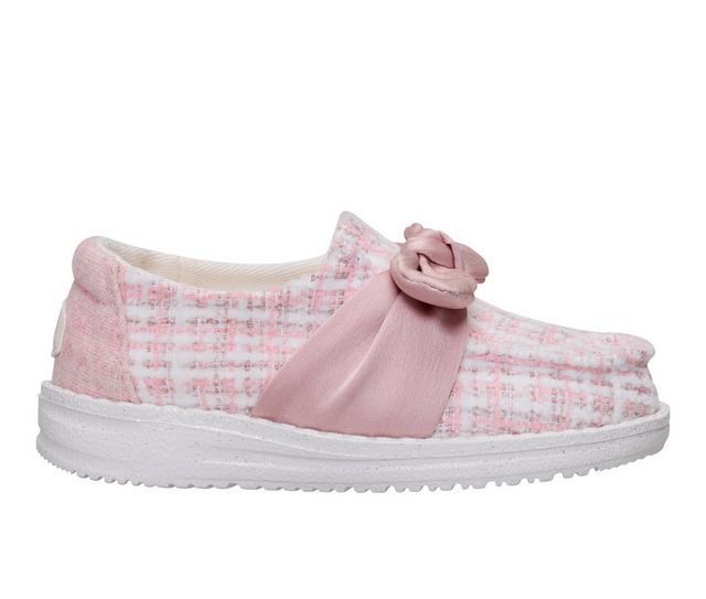 Girls' HEYDUDE Toddler Wendy T Tweed Casual Shoes in Pale Pink color
