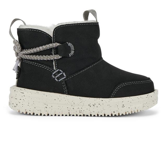 Kids' HEYDUDE Toddler Camden Bow T Cozy Winter Boots in Black color