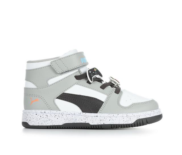 Boys' Puma Little Kid & Big Kid Rebound Layup Gamer Sneakers in Gry/Wht/Gamer color