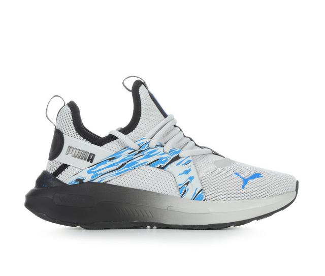 Kids' Puma Big Kid Enzo 5 Liquid Ripple Junior Running Shoes in Gry/Blue/Black color