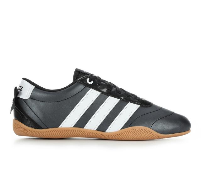 Girls' Adidas Big Kid Grand Court Low Sneakers in Blk/Wht/Yllw color