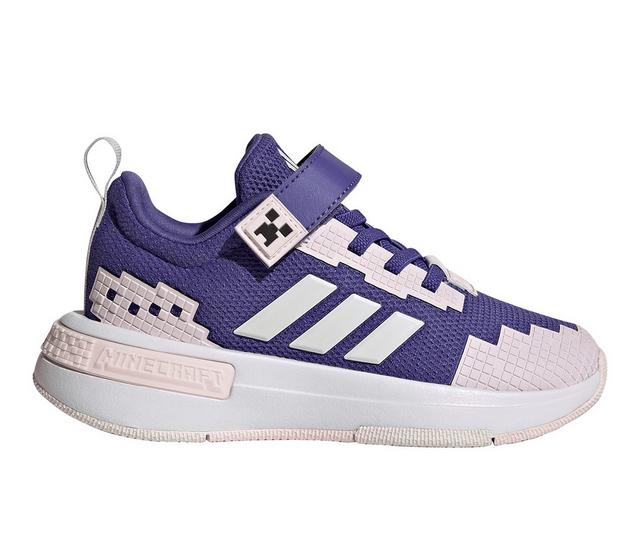 Girls' Adidas Little Kid & Big Kid Minecraft Pro EL C Running Shoes in Purple/Wht/Pnk color