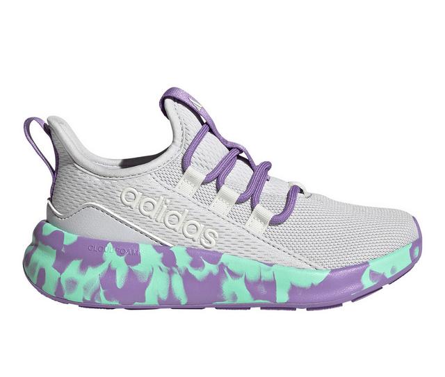 Girls' Adidas Little Kid & Big Kid Lite Racer Adapt 8.0 Running Shoes in Gry/Violet/Mint color
