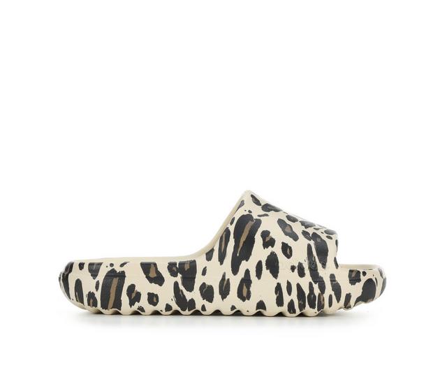 Kids' Adidas Adilette Luma Slides in Linen/Blk/Khaki color