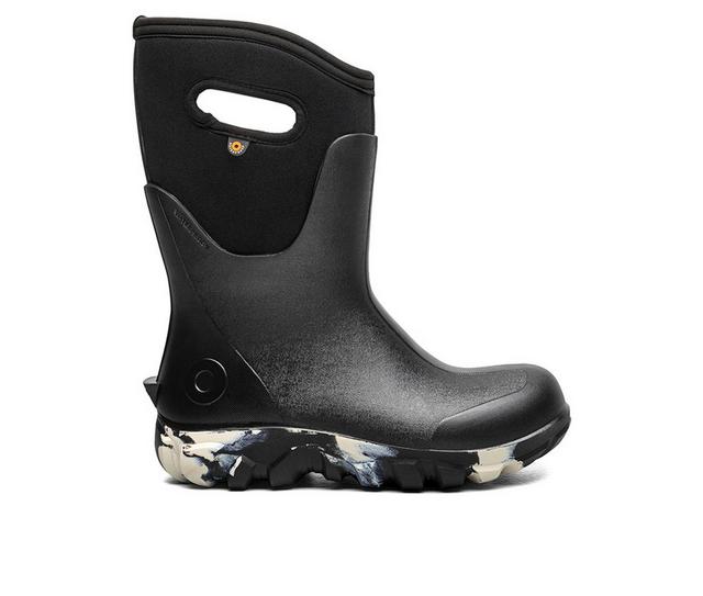 Women's Bogs Footwear Classic Seamless Mid Women's Rain Boots in Black Multi Mar color