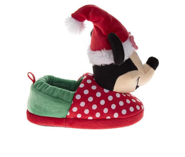Disney Minnie Mouse Christmas Slippers 5-12 in Red/Green color