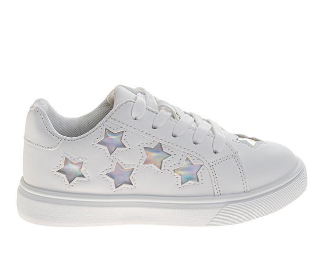 Kensie Girl Casual Lace Up Sneaker 11-4 in White/Silver color