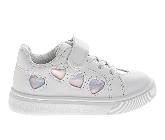 Kensie Girl Stylish Hearts Lace Up Sneakers 5-10 in White/Silver color