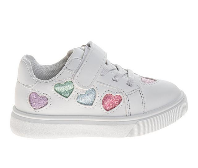 Kensie Girl Stylish Hearts Lace Up Sneakers 5-10 in White/Multi color