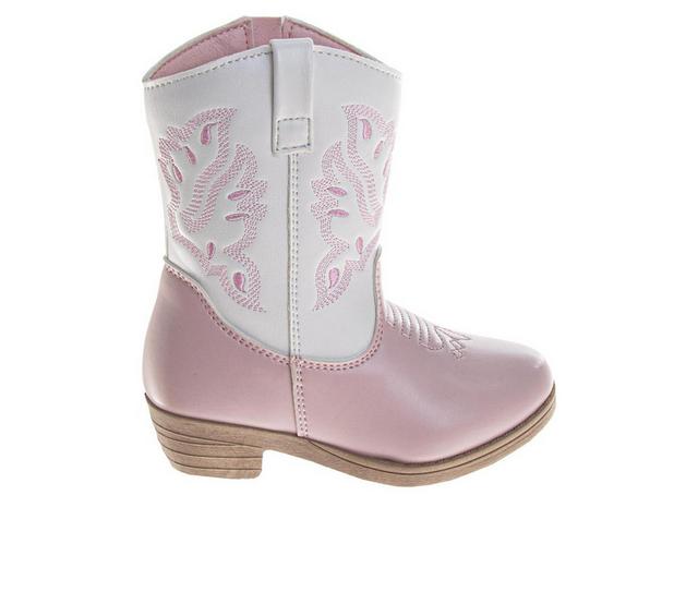 Laura Ashley Two Tone Embroidered Western Boots 7-12 Boots in White/Pink color