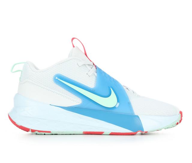 Boys' Nike Big Kid Team Hustle D12 SE Basketball Shoes in Wht/Aura/Grn/Bl color