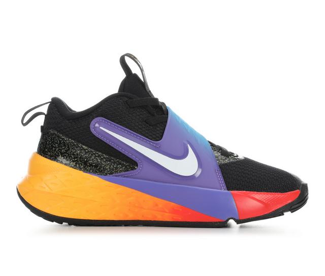 Boys' Nike Little Kid Team Hustle D12 Basketball Shoes in Black/Lsr/Grape color