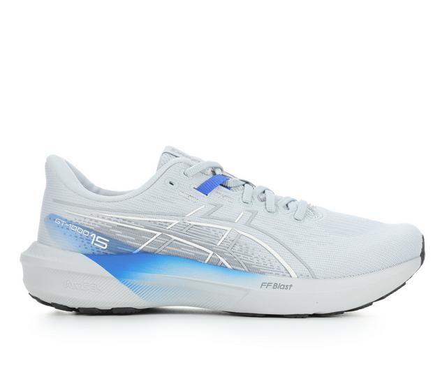Men's ASICS GT 1000 15 Running Shoes in Grey/White/Blue color