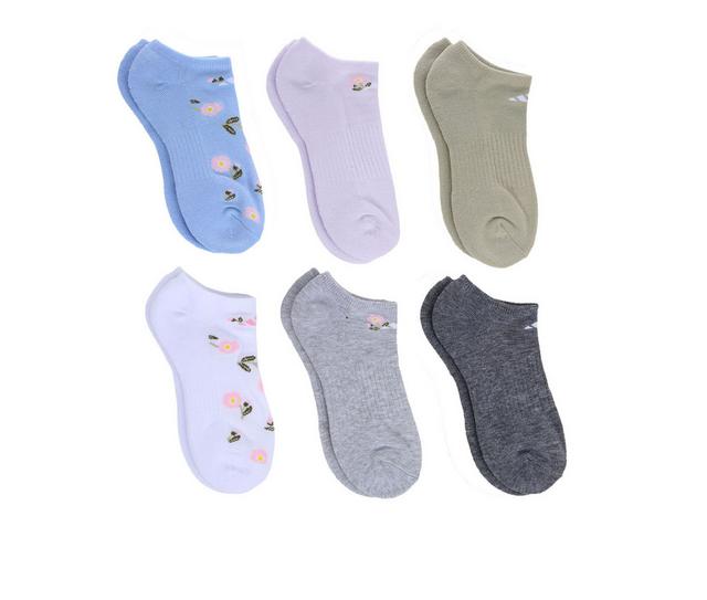 Adidas 6 Pair Women's Cushioned Graphic No Show Socks in Blue Multi color