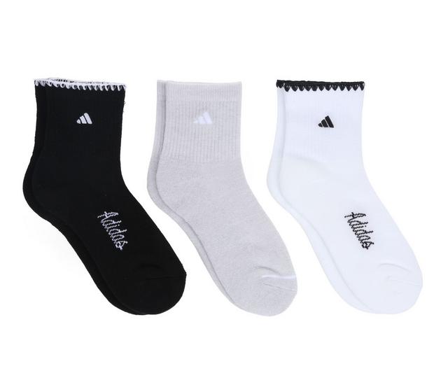Adidas 3 P Women's Cushioned Sport Luxe Quarter Socks in Black Multi color