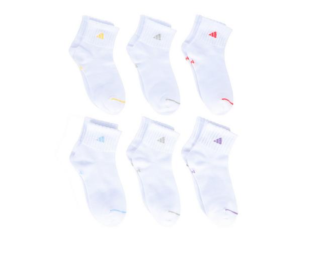 Adidas 6 Pack Sport Fashion Quarter Socks in White Multi color