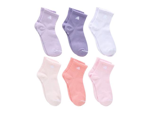 Adidas 6 Pack Sport Fashion Quarter Socks in Pink Multi color
