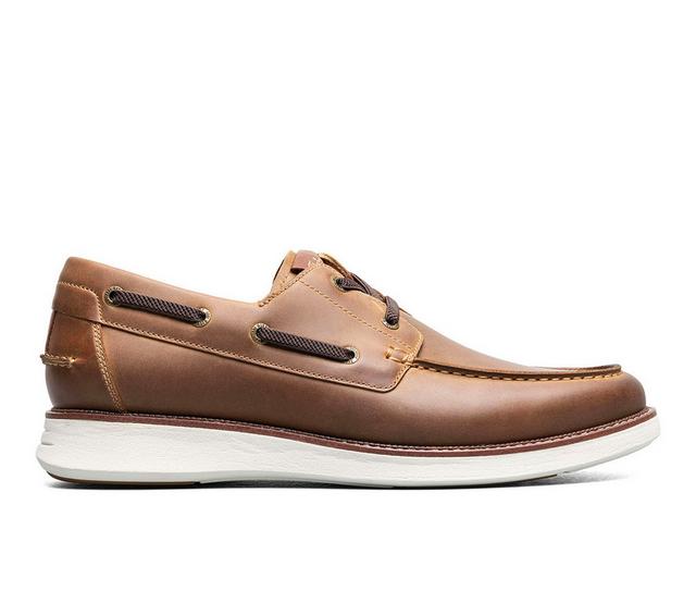 Men's Florsheim Launch Moc Toe Elastic Lace Boat Shoes in Brown CH color
