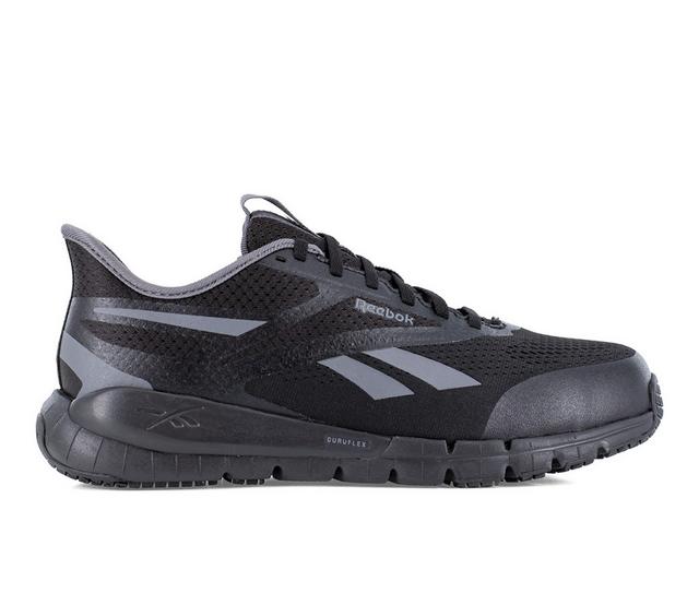 REEBOK WORK Flex Trainer Work w Elevated Ease On/Off Safety Shoes in Black/Grey color