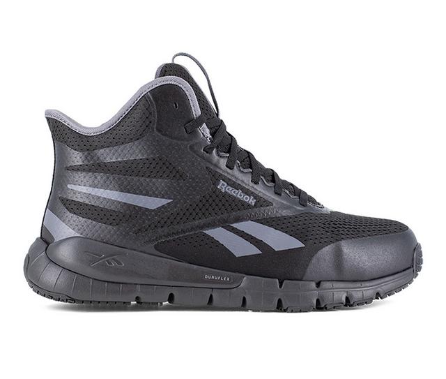 Men's REEBOK WORK Flex Trainer Work High Top Work Shoes in Black/Grey color
