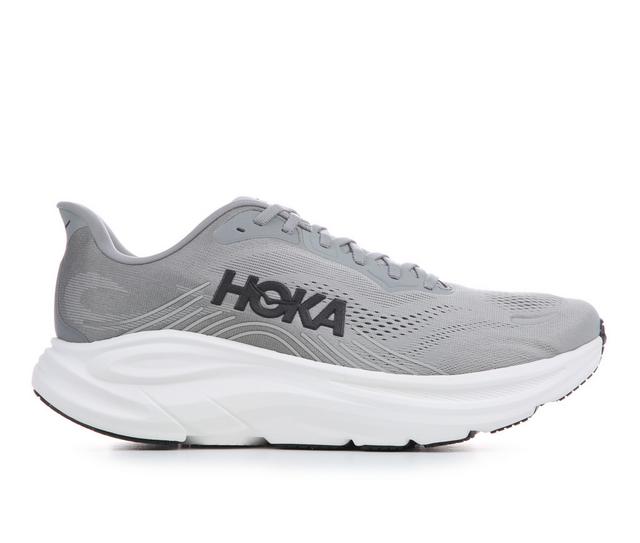 Men's Hoka Clifton 11 Running Shoes in Grey/White color