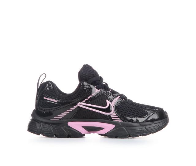 Girls' Nike V5 RNR Elastic Lace Running Shoes in Blk/Blk/Pink color