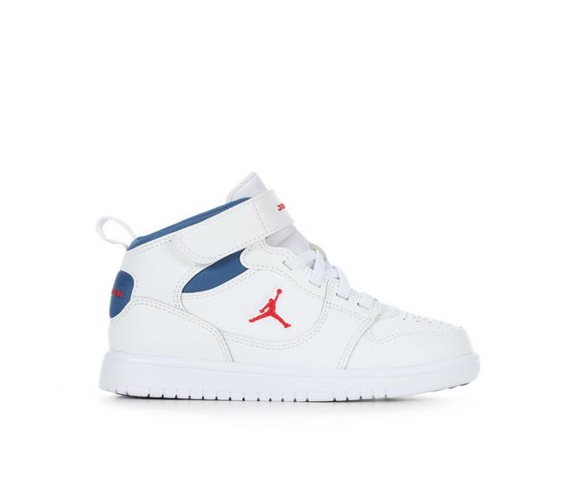 Kids' Jordan Court Connect Mid Sneakers in White/True Blue color