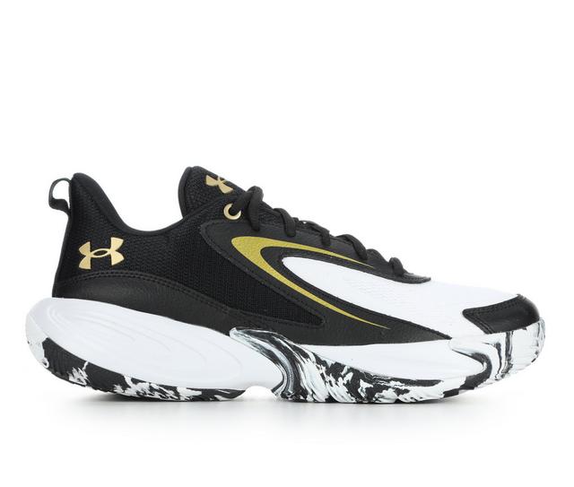 Men's Under Armour Lockdown 8 Basketball Shoes in Blk/Gld/Wht color