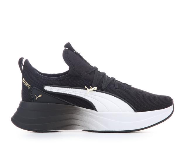Girls' Puma Big Kid Sabrina Running Shoes in Blk/Wht/Fade color