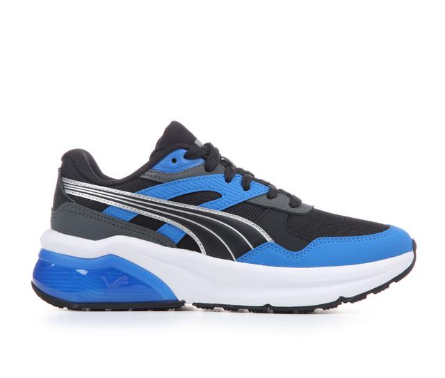 Boys' Puma Big Kid Seeker Retro Running Shoes in Gry/Blue/Blk/Wh color