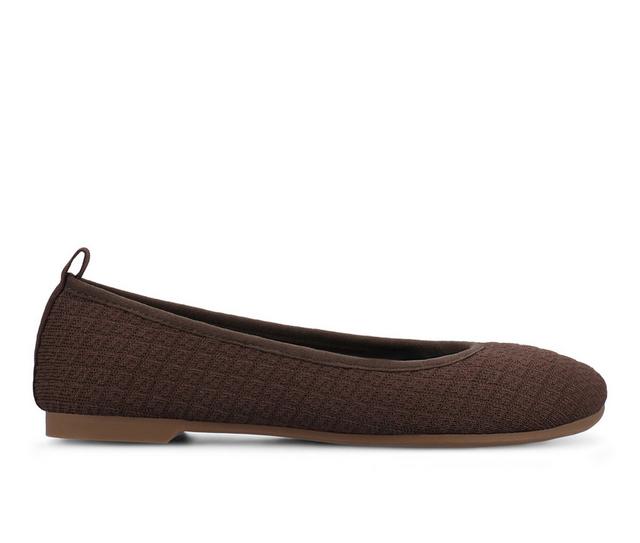 Women's Journee Collection Aria Flats in Chocolate color