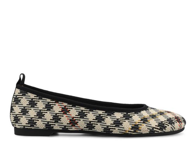 Women's Journee Collection Aria Flats in Bone Plaid color