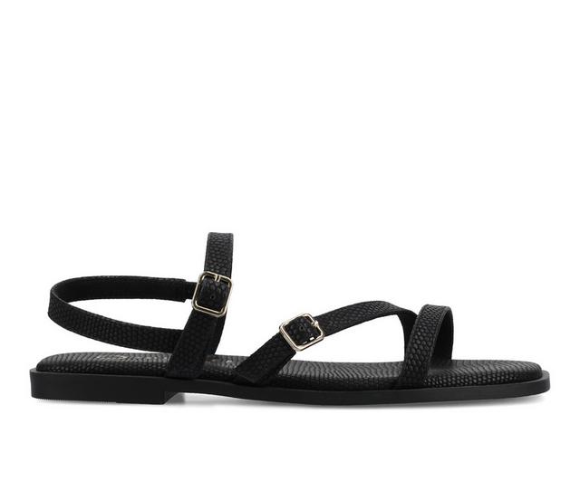 Women's Journee Collection Brianna Sandals in Black Lizard color