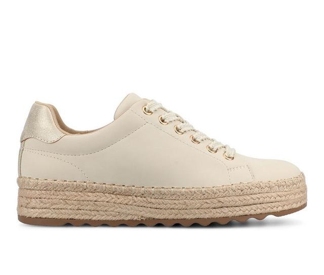 Women's Journee Collection Cosima Espadrille Sneakers in Bone/Gold color