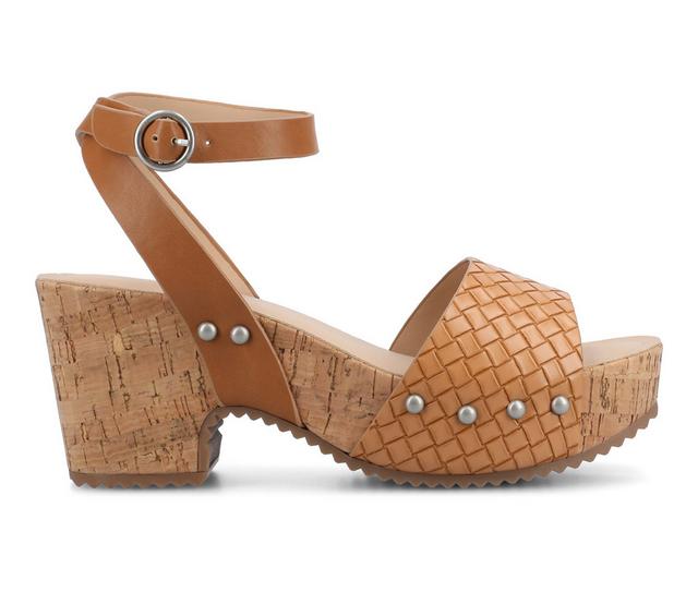 Women's Journee Collection Vanessa Dress Sandals in Tan Woven color