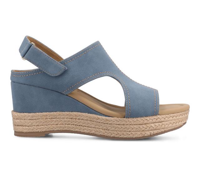 Women's Journee Collection Rayleigh Wedges in Denim color