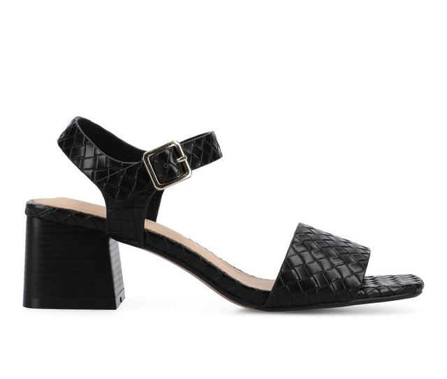 Women's Journee Collection Shaina Heeled Sandals in Black Woven color