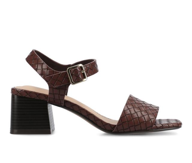 Women's Journee Collection Shaina Heeled Sandals in Chocolate Woven color