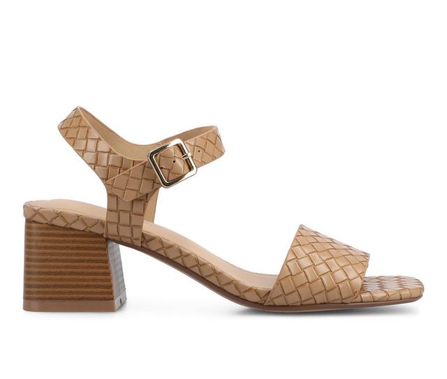 Women's Journee Collection Shaina Heeled Sandals in Tan Woven color