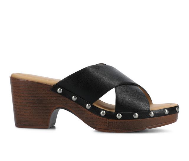Women's Journee Collection Silvana Wedge Sandals in Black color