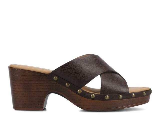 Women's Journee Collection Silvana Wedge Sandals in Chocolate color