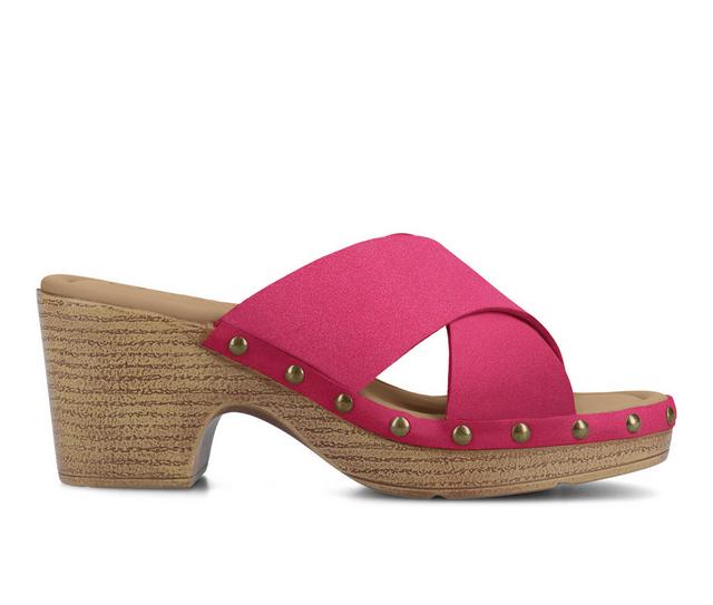 Women's Journee Collection Silvana Wedge Sandals in Hot Pink color