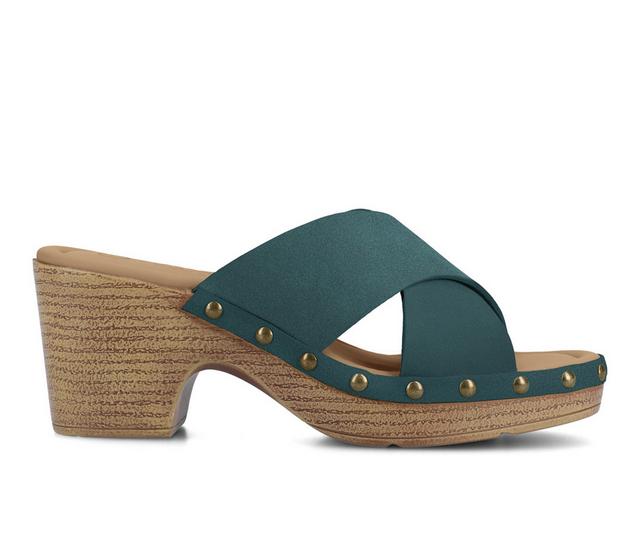 Women's Journee Collection Silvana Wedge Sandals in Teal color