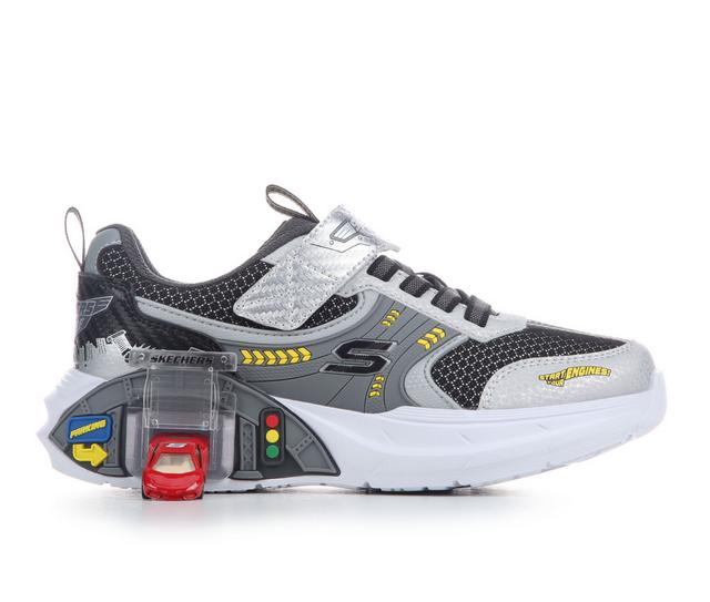 Kids' Skechers Little Kid Garage Running Shoes in Slv/Blk color