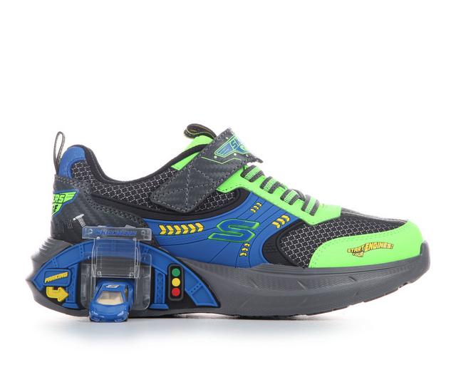 Kids' Skechers Little Kid Garage Running Shoes in Lm/Blu/Gry color