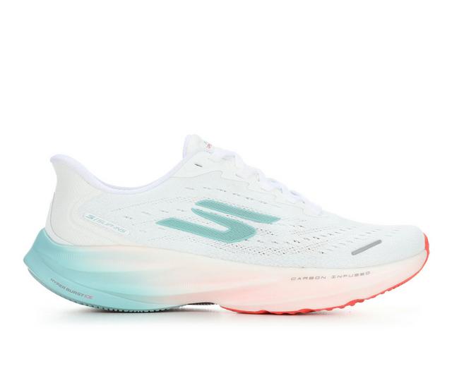 Women's Skechers Go 172205 Aero Spark Slip In Running Shoes in Wht/Teal/Org color