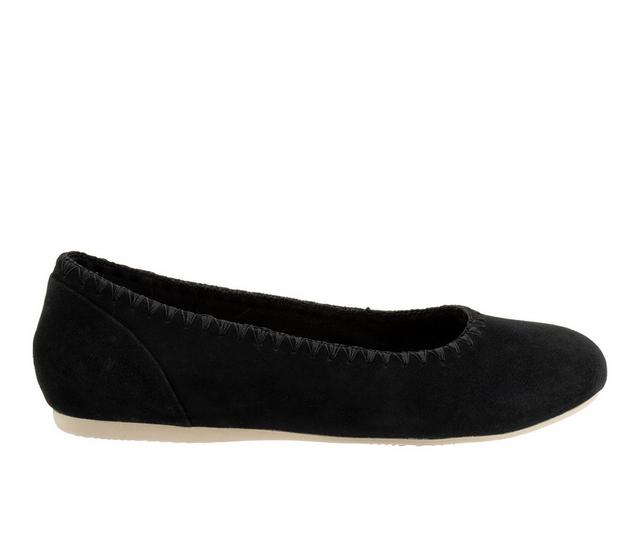 Women's Softwalk Sonoma Embroidery Flats in Black color