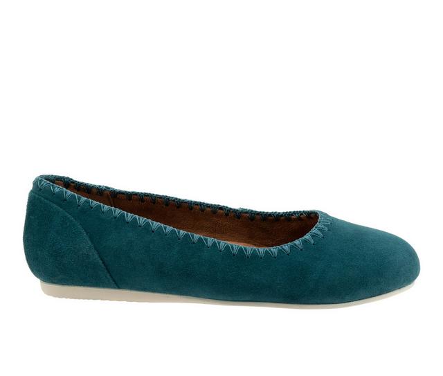 Women's Softwalk Sonoma Embroidery Flats in Teal color