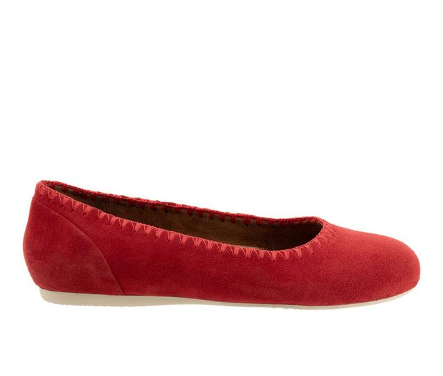 Women's Softwalk Sonoma Embroidery Flats in Red color