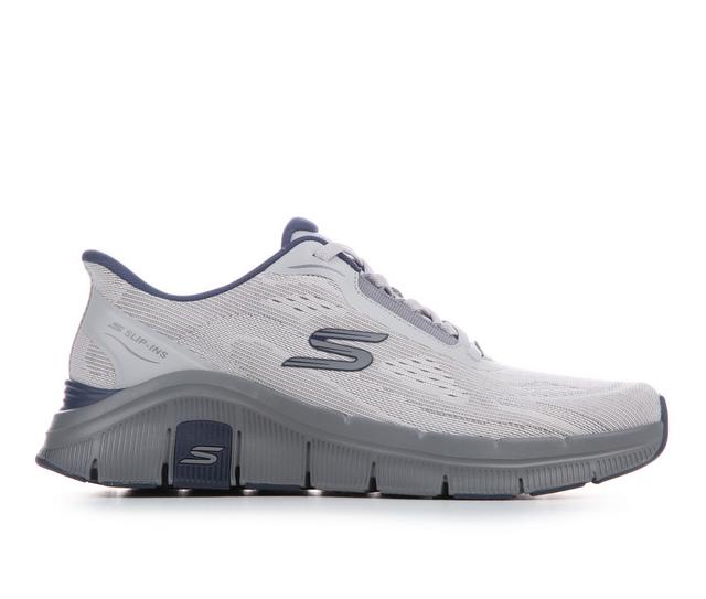 Men's Skechers 233218 Relaxed Fit Flex Walking Shoes in Gry/Navy color